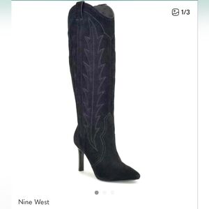 Nine WEST Black GENUINE Suede WESTERN Boots